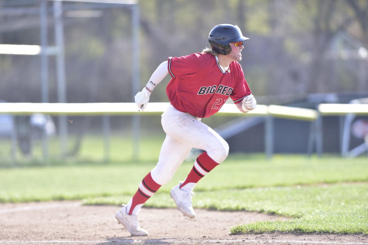 Port Huron's Gavin Troy runs to first base during a game last season.