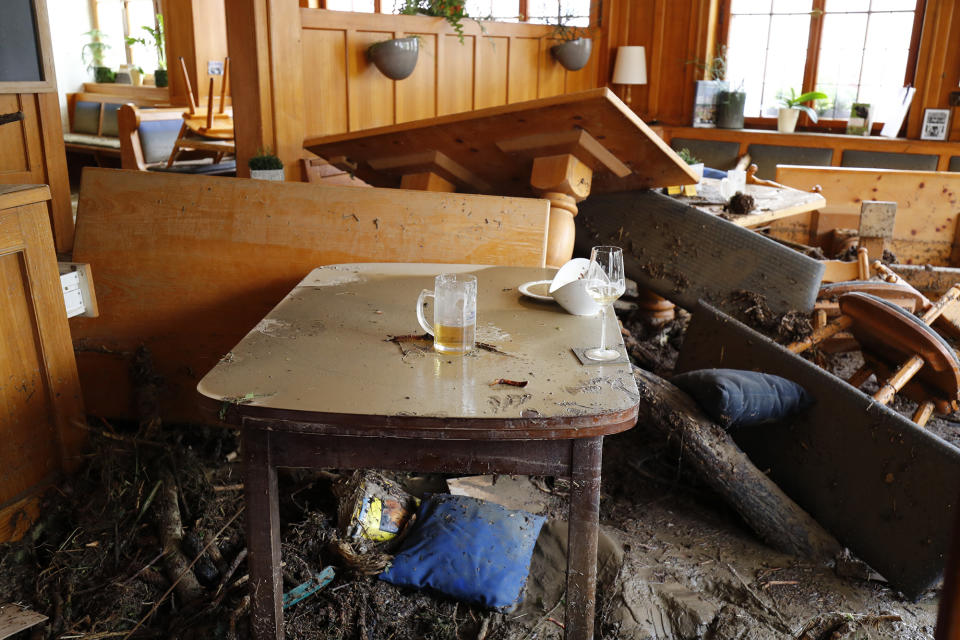 <p>A ruined restaurant is pictured on May 30, 2016, after floods tore through Braunsbach, Germany. (Kai Pfaffenbach/Reuters) </p>