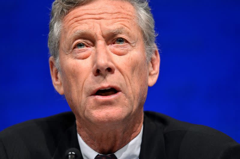 FILE PHOTO: IMF official Blanchard briefs press at opening of IMF and World Bank Fall Meetings in Washington