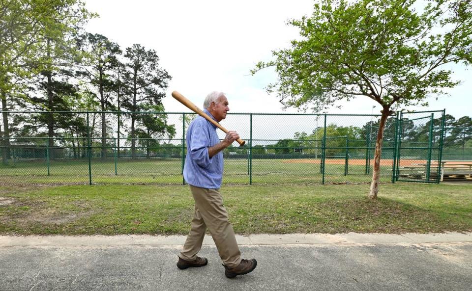 Former New York Yankees second baseman Bobby Richardson walks to one of the baseball fields at the Bobby Richardson Sports Complex in Sumter, SC on Monday, April 3, 2023. During Richardson’s career with the Yankees, he was a five time Gold Glove Award winner appearing in eight all star games and winning the World Series MVP in 1960 despite the team’s losing to the Pittsburgh Pirates. He was a three-time World Series champion. After his career he became a college baseball coach with the University of South Carolina, Coastal Carolina and Liberty Universities.