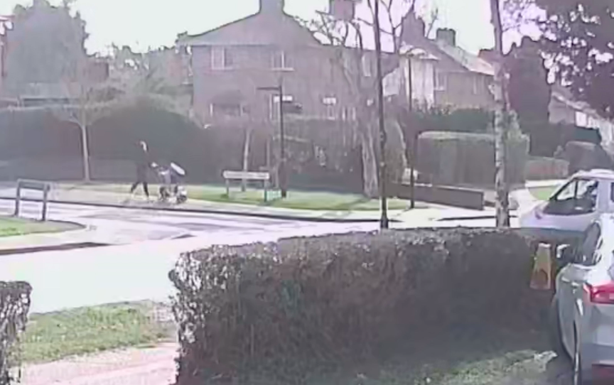 The mother was walking along a pavement in Silver End, Braintree, Essex, when the incident happened. (SWNS)