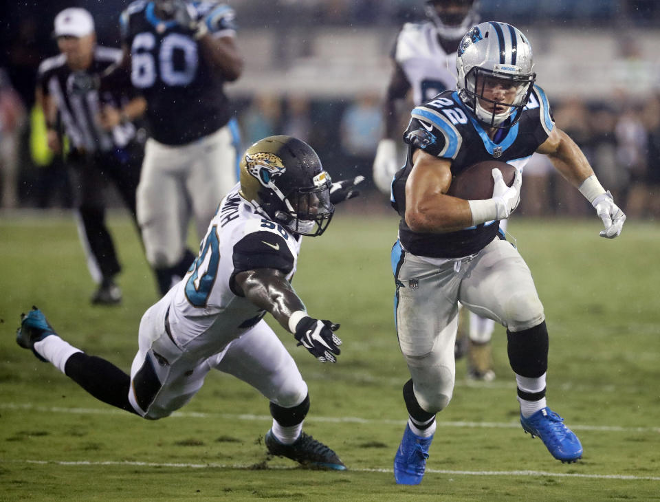 Carolina Panthers running back Christian McCaffrey could have a big rookie season. (AP)