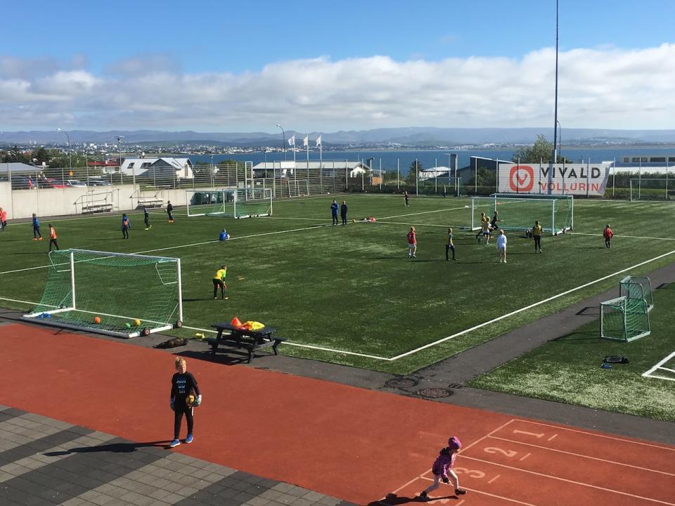 Soccer fields like this one are used heavily, thanks to subsidies for after school activities provided by the Icelandic government. 