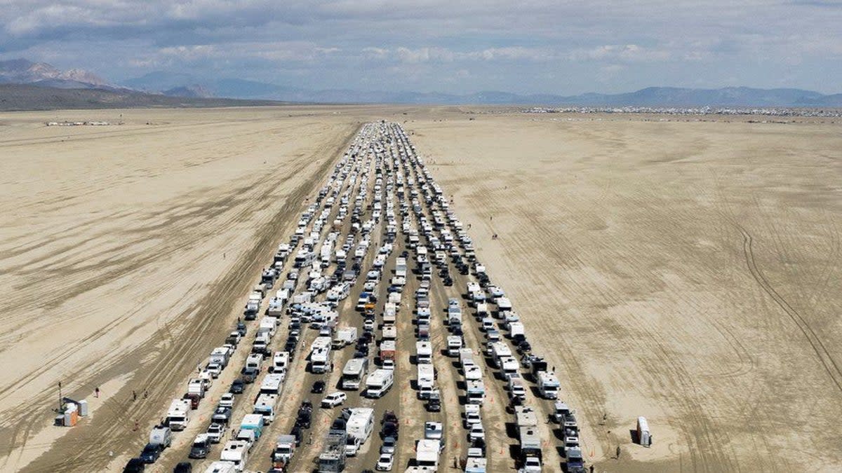 Thousands escape in a exodus from Burning Man now roads are dry enough (Reuters)