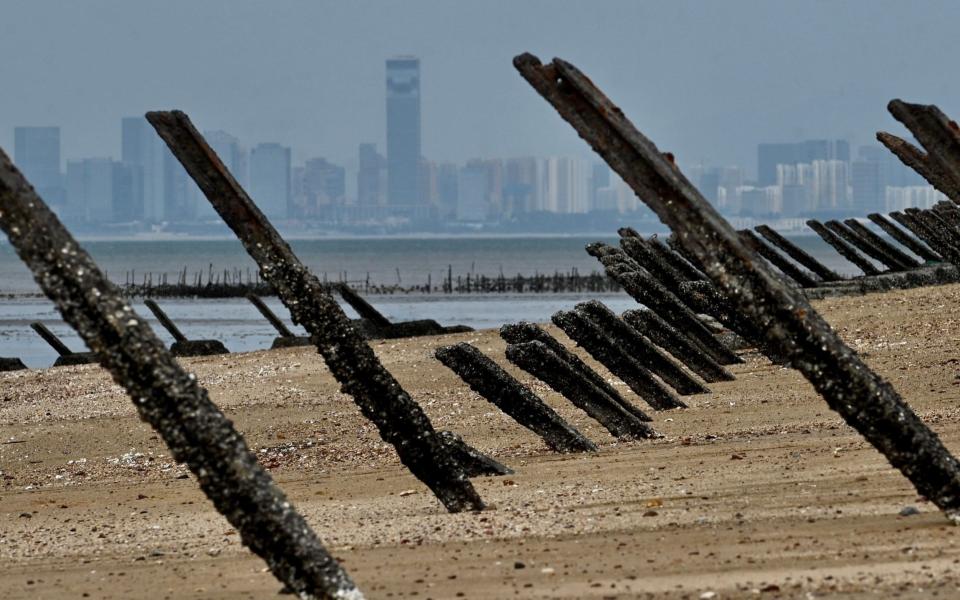 Anti-landing spikes on Taiwan's Kinmen island, 2 miles from China - Sam Yeh/AFP