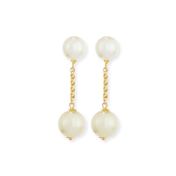 Pearl Chain Drop Clip-On Earrings