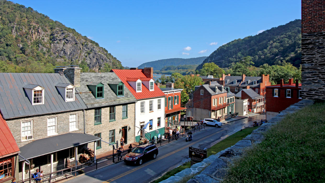 Harper's Ferry, West Virginia, USA - October 7, 2018 - View of High Street and Lower Town.
