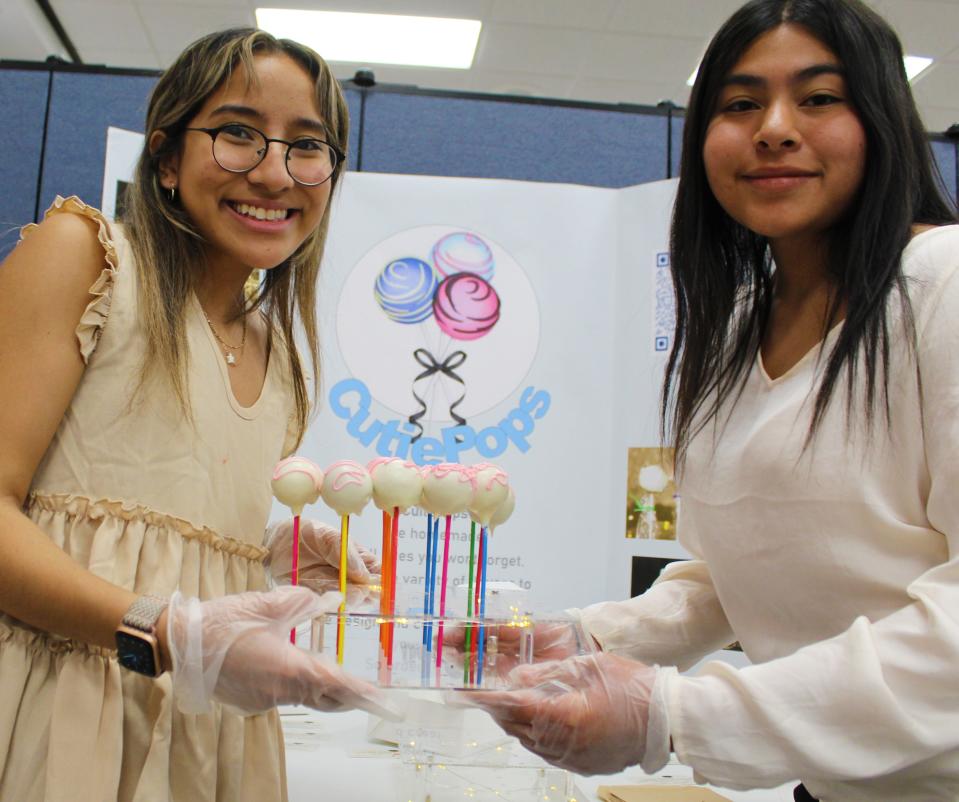 Roselyn Ramos and Mariza Patlan were actively engaging shoppers to consider Cutie Pops as Mother's Day gifts.