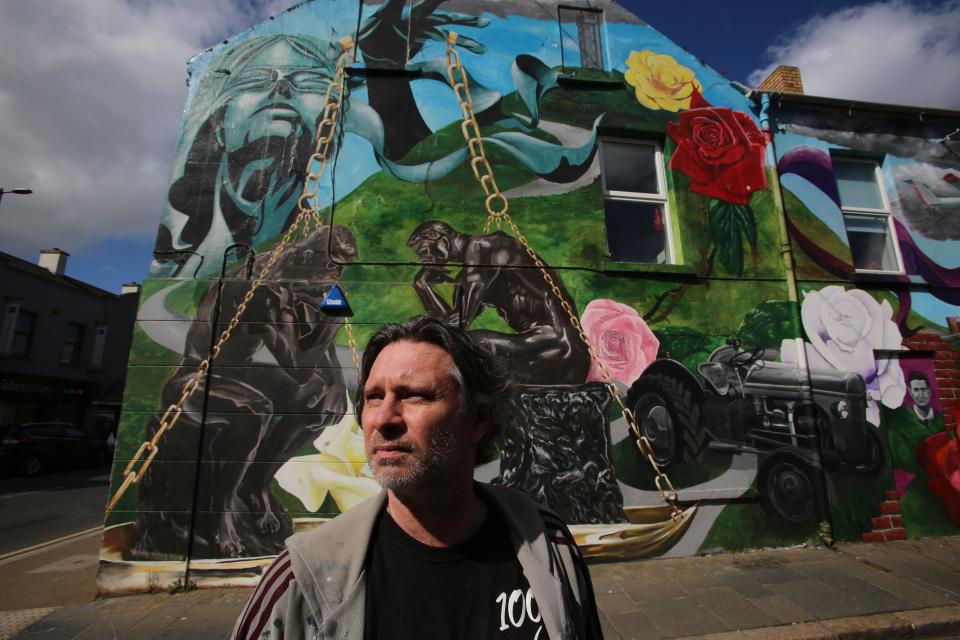 Ervine stands in front of his latest commission in the County Down town of NewtownardsPaul McErlane