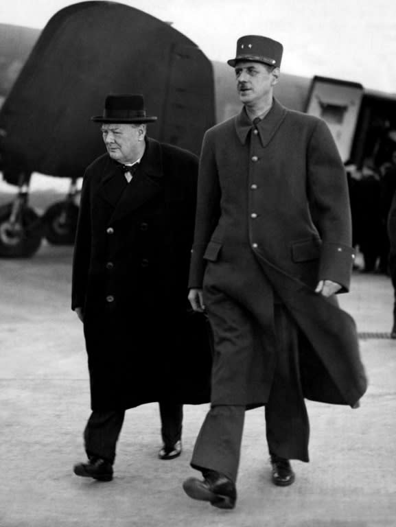 Charles de Gaulle honoured Winston Churchill after the war but opposed Britain's entry to the European Common Market