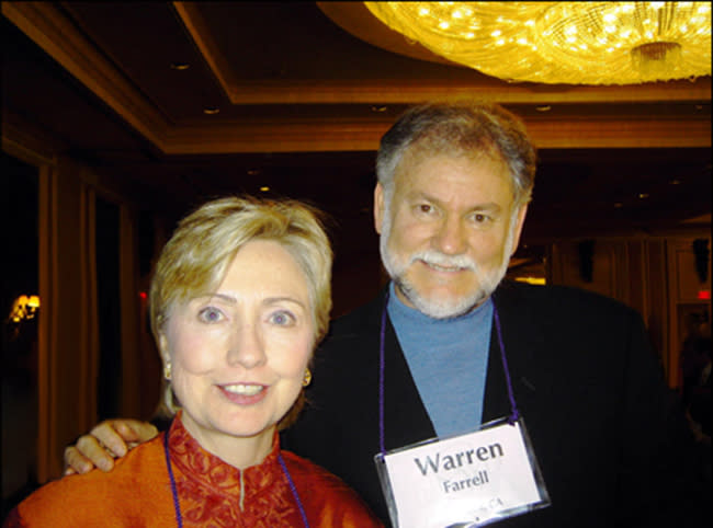 Warren Farrell and Hillary Clinton on New Year's Eve in 2006. (Courtesy of Warren Farrell)