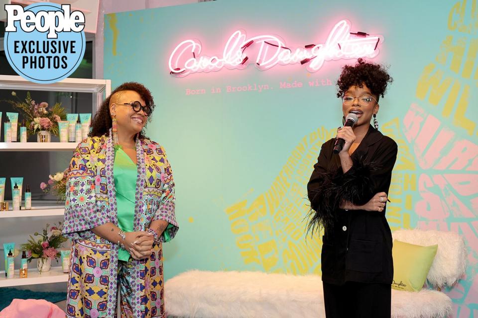 Lisa Price and Marsai Martin speak onstage as Carol's Daughter celebrates the launch of their brand new collection, Born To Repair (& Made To Care) at Bogart House on February 07, 2023