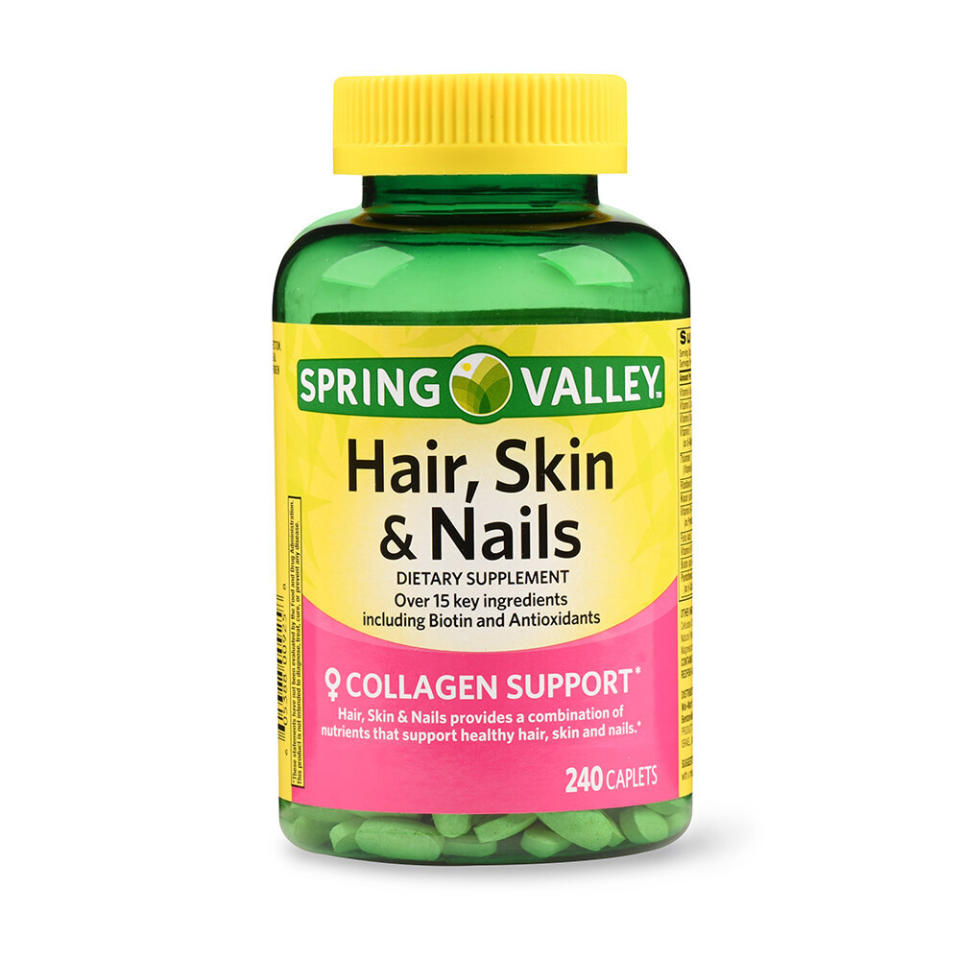 Spring Valley Hair, Skin & Nails Caplets with Biotin & Antioxidants. (Photo: Walmart)