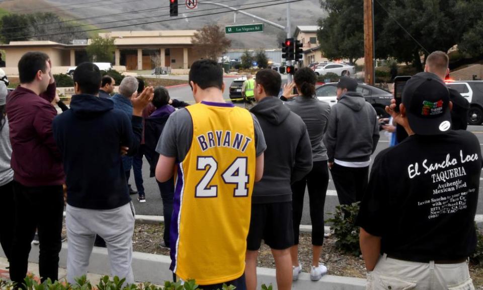 Fans gather to pay their respect to Kobe Bryant after his death.