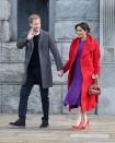 <p>Meghan and Harry kept each other close for their first joint engagement in 2019. The royal couple greeted the crowd where they greeted the crowd and <a href="https://www.townandcountrymag.com/society/tradition/a23776669/meghan-markle-due-date-2019/" rel="nofollow noopener" target="_blank" data-ylk="slk:Meghan hinted about her due date.;elm:context_link;itc:0;sec:content-canvas" class="link ">Meghan hinted about her due date.</a></p>