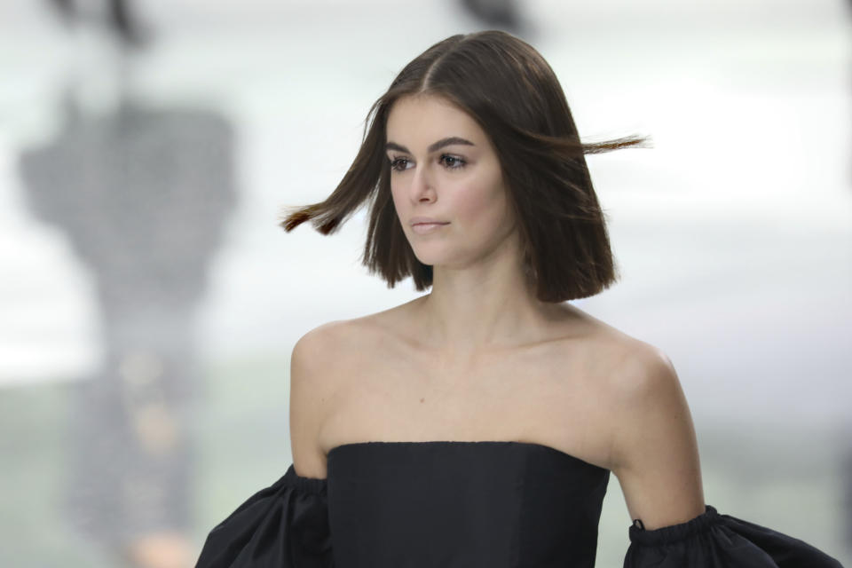 Model Kaia Gerber wears a creation for the Chanel fashion collection during Women's fashion week Fall/Winter 2020/21 presented in Paris, Tuesday, March 3, 2020. (Photo by Vianney Le Caer/Invision/AP)