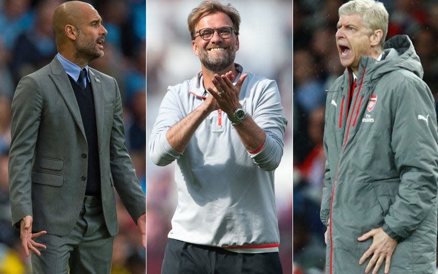 Pep Guardiola, Jurgen Klopp and Arsene Wenger are fighting over one Champions League spot ahead of the final round of Premier League games