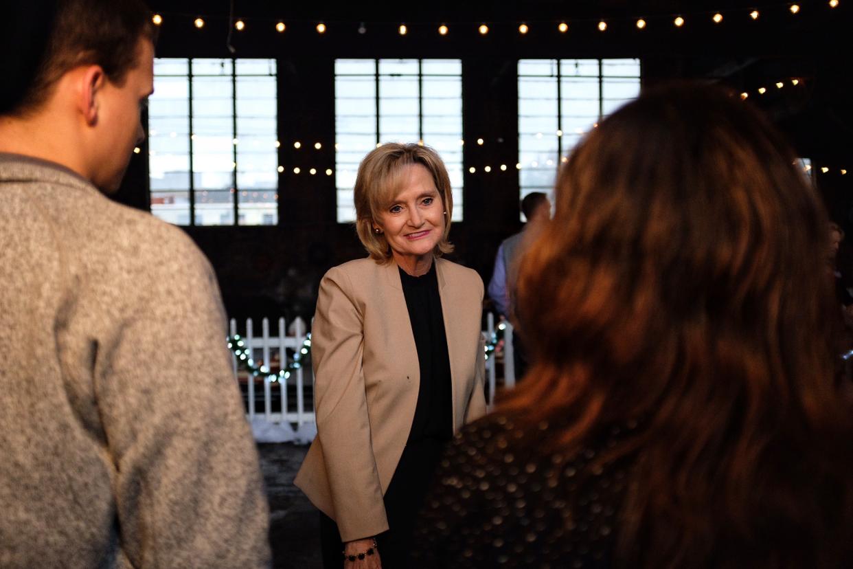 Sen. Cindy Hyde-Smith speaks to supporters at a rally in Meridian, Miss. (Photo: Holly Bailey/Yahoo News)