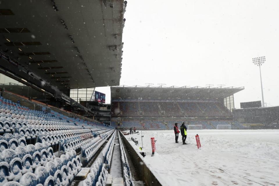 Despite the best efforts of ground staff at Turf Moor, Burnley&#x002019;s game with Tottenham was beaten by the weather (Bradley Collyer/PA) (PA Wire)
