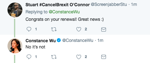 Constance Wu Fresh Off the Boat Renewal Tweet