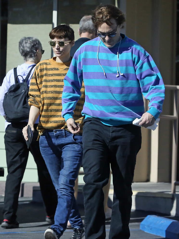 Joaquin Phoenix and Rooney Mara Leaving After Having Breakfast in Studio City