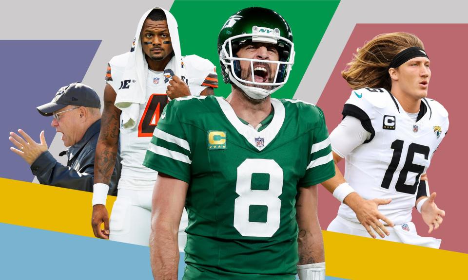 <span>David Tepper, Deshaun Watson, Aaron Rodgers and Trevor Lawrence are in varying levels of disarray.</span><span>Composite: Guardian design</span>