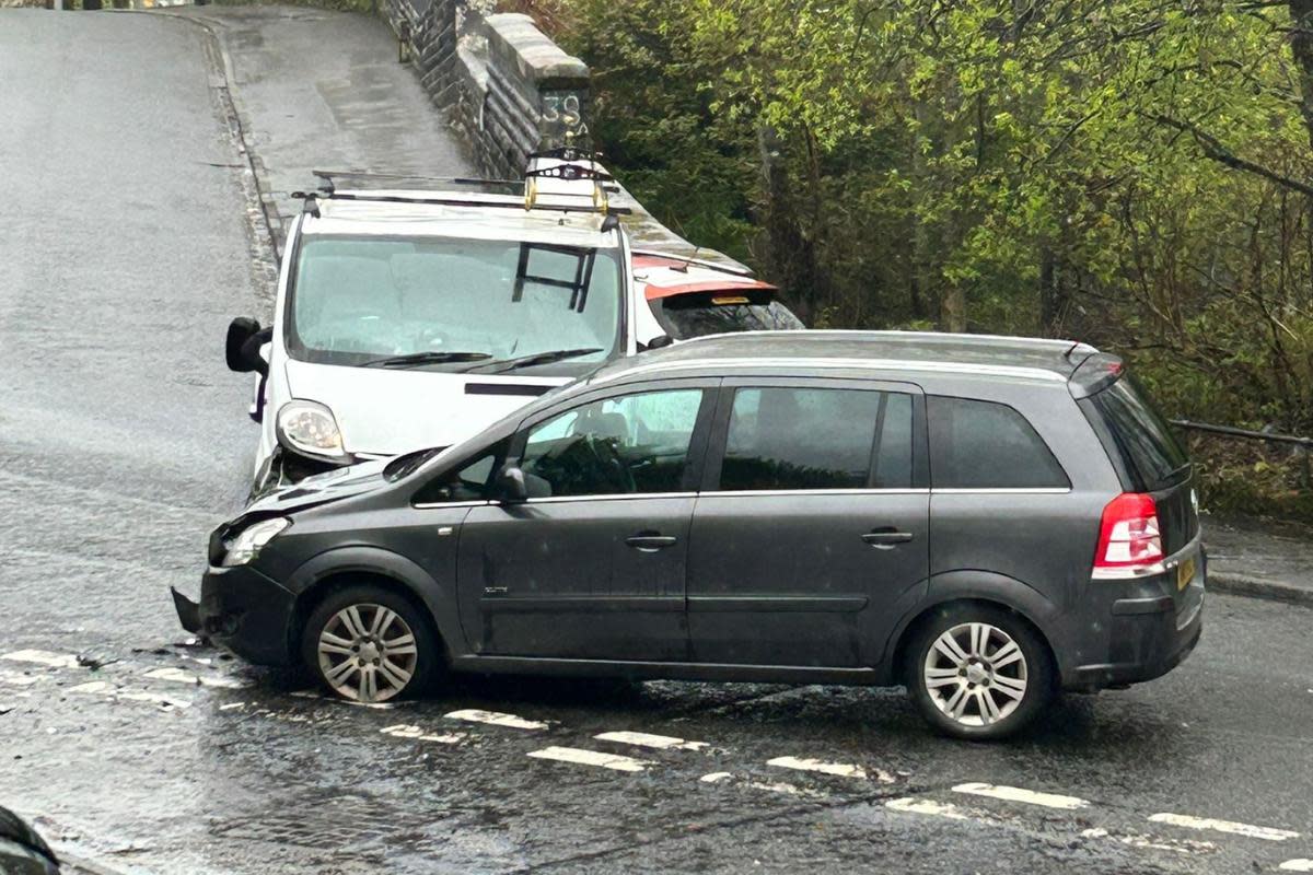Two vehicle collision on junction between Bawhirley Road and Kilmacolm Road. <i>(Image: George Munro)</i>