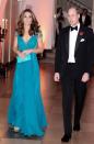 <p>The Duchess of Cambridge recycled <a href="https://www.townandcountrymag.com/style/fashion-trends/a24753075/kate-middleton-jenny-packham-dress-tusk-conservation-awards-2018-photos/" rel="nofollow noopener" target="_blank" data-ylk="slk:a teal Jenny Packham gown;elm:context_link;itc:0;sec:content-canvas" class="link ">a teal Jenny Packham gown</a> for the Tusk Conservation Awards, which were held in London. Kate first wore the stunning dress in 2012.</p>
