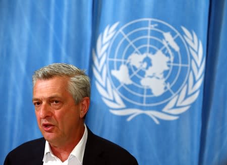 U.N. High Commissioner for Refugees Grandi attends a news conference in Geneva