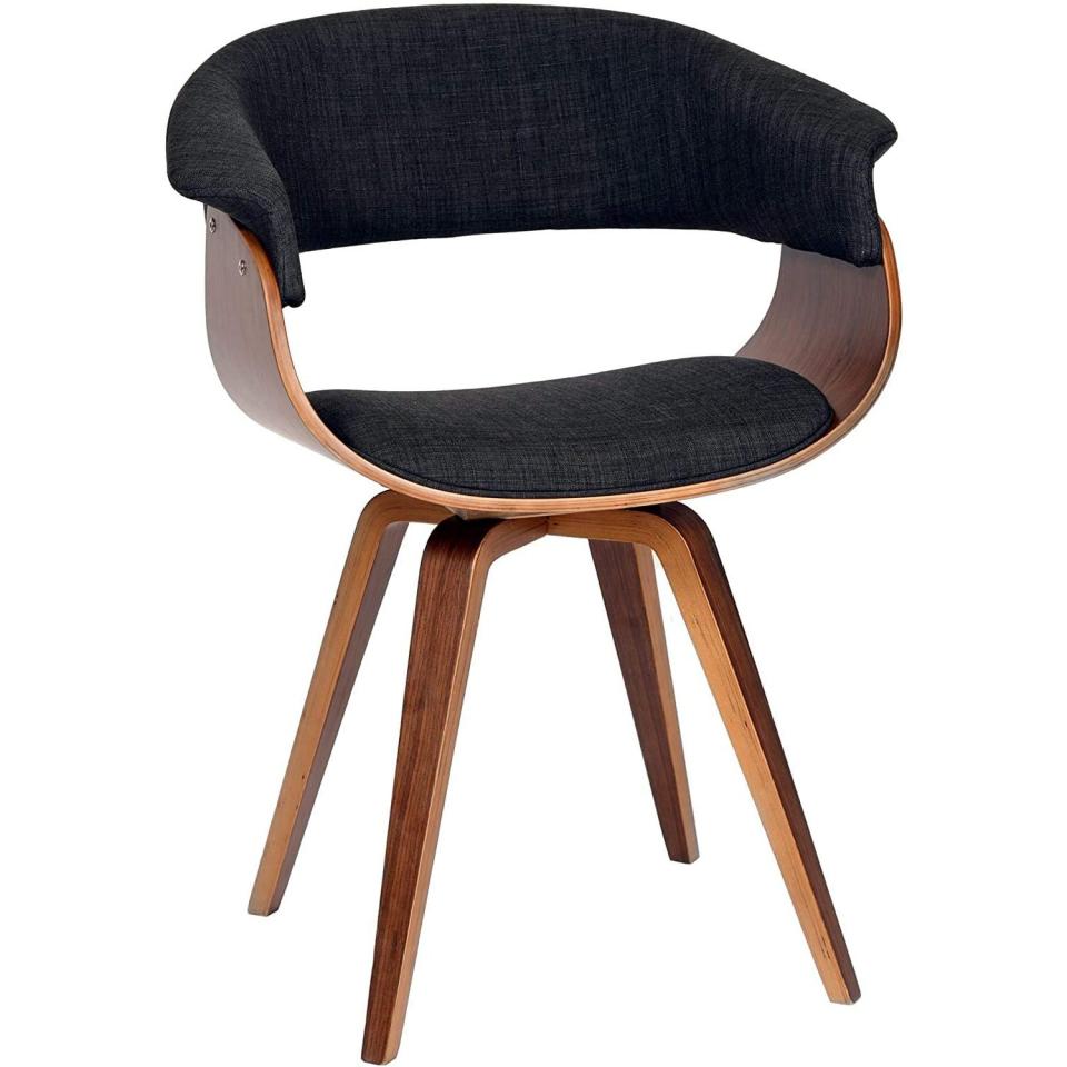 Armen Living Summer Chair in Charcoal Fabric and Walnut Wood Finish