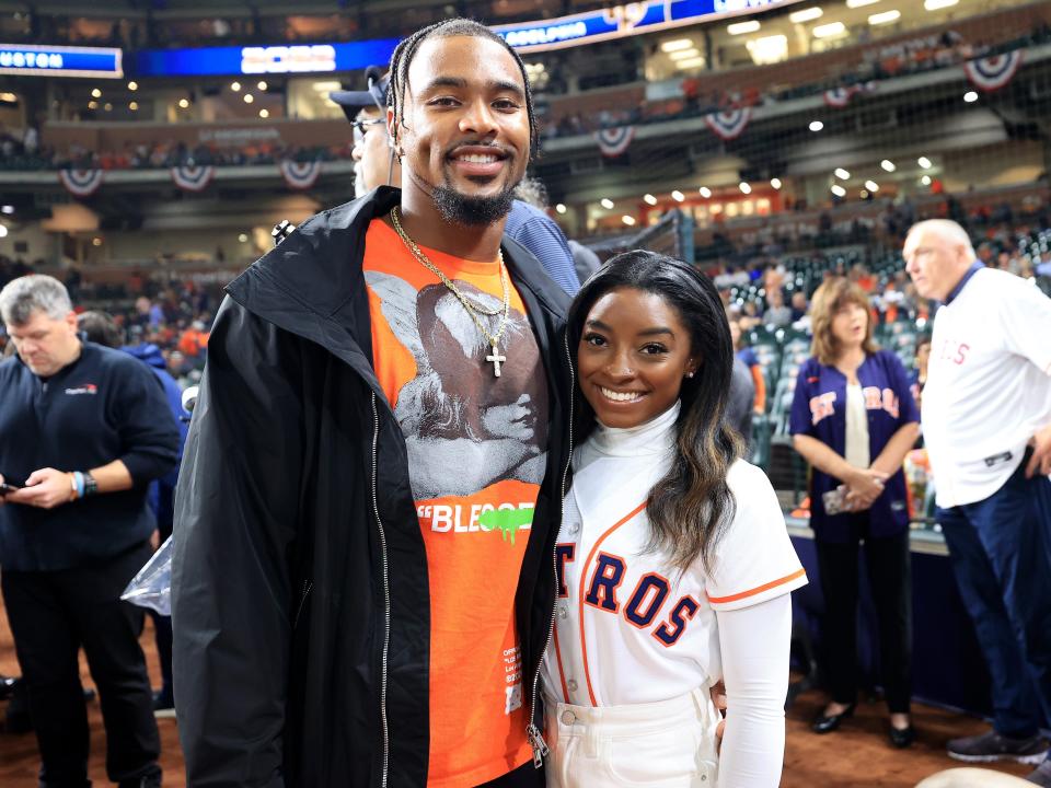 Jonathan Owens and Simone Biles.