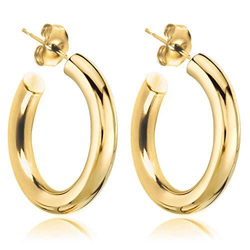 4) 14K Yellow Gold Hoops
