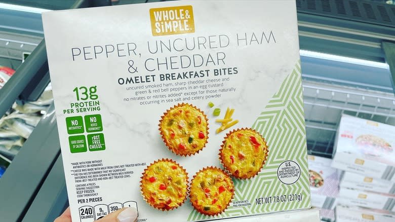 Boxes of Aldi egg bites