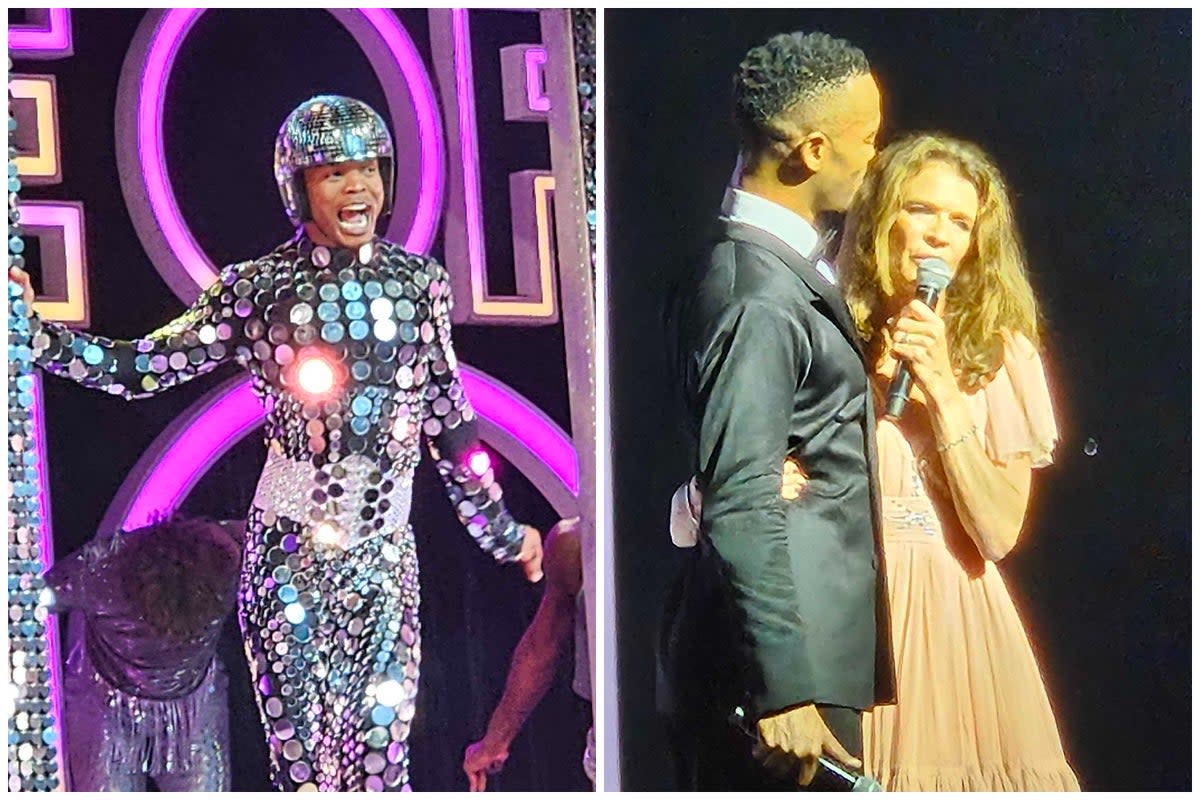 Johannes Radebe spoke about his future on Strictly while joined on stage by former partner Anabel Croft (right) (Tina Campbell/Evening Standard)