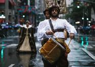 <p>People march on Fifth Avenue during the 73rd Annual Columbus Day Parade in New York, Oct. 9, 2017, celebrating the anniversary of Christopher Columbus’s arrival in the Americas in 1492. (Photo: Alba Vigaray/EPA-EFE/REX/Shutterstock) </p>