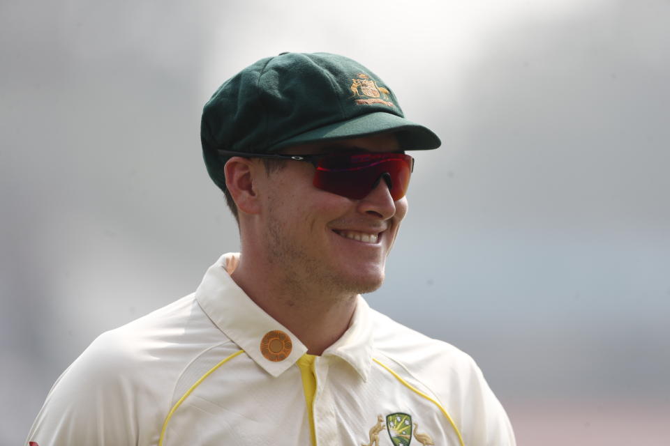 Seen here, Matt Renshaw looks on during day three of Australia's second Test against India in Delhi. 