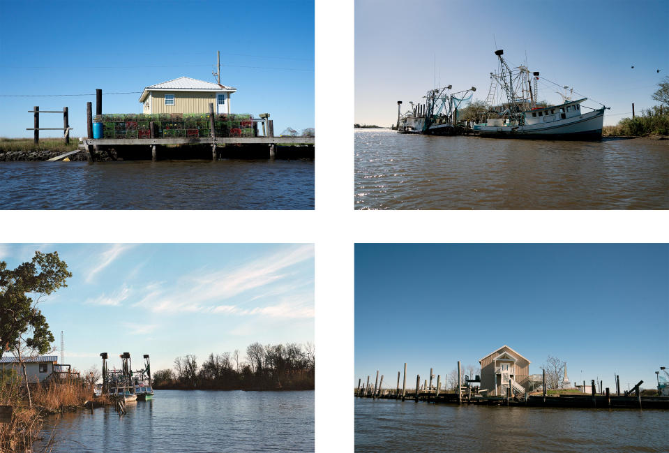 Louisiana’s Grand Bayou Village is only accessible by boat, including the church (bottom right), so the bayou acts as a road.