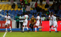 Football Soccer - African Cup of Nations - Burkina Faso v Cameroon - Stade de l'Amitie - Libreville, Gabon - 14/1/17. Burkina Faso celebrate scoring a goal. REUTERS/Mike Hutchings