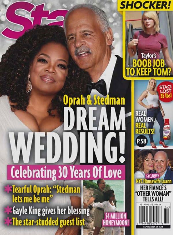 Oprah and Stedman did not have a dream wedding in 2016. (Photo: <em>Star</em> magazine)