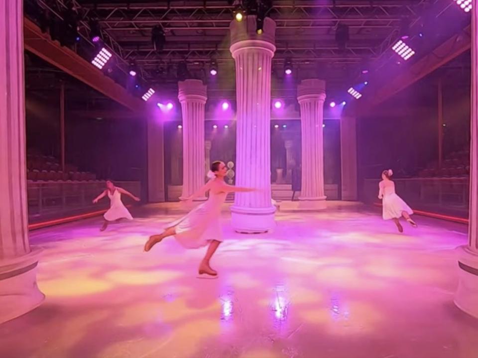 Jordan Bauth and her cast members on stage for a show.