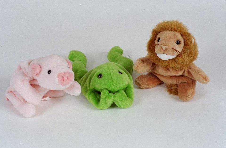 Pig, frog, and lion Beanie Babies