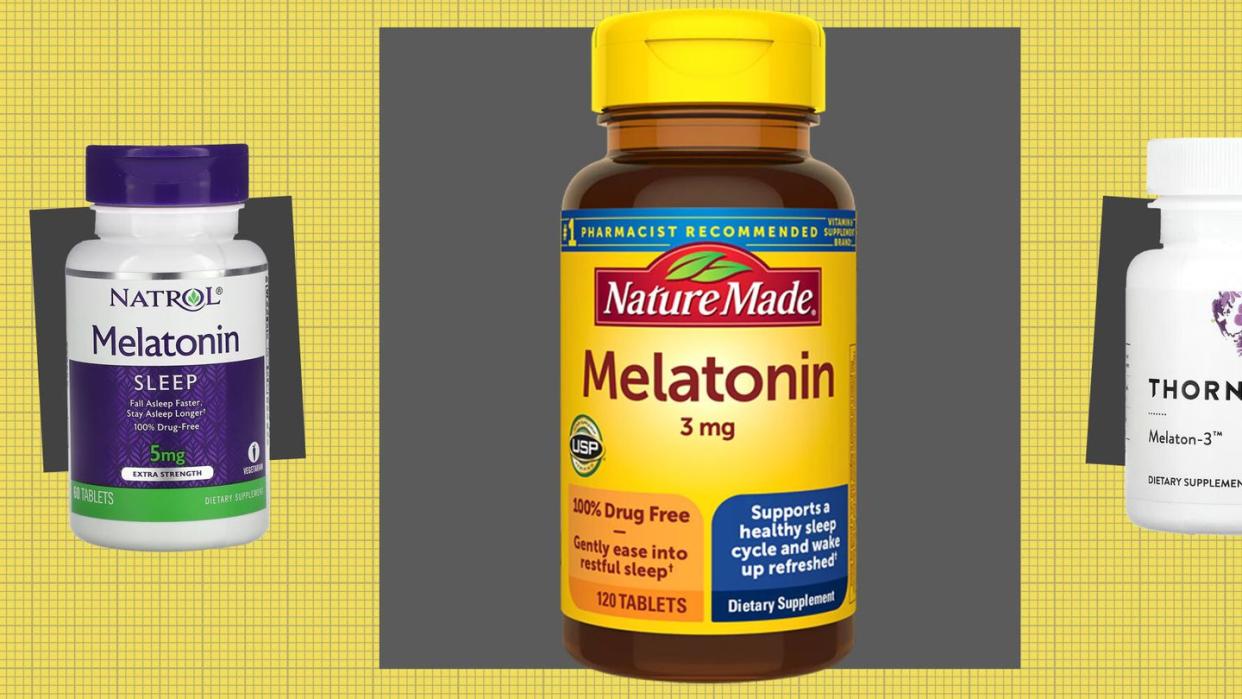 a group of melatonin bottles