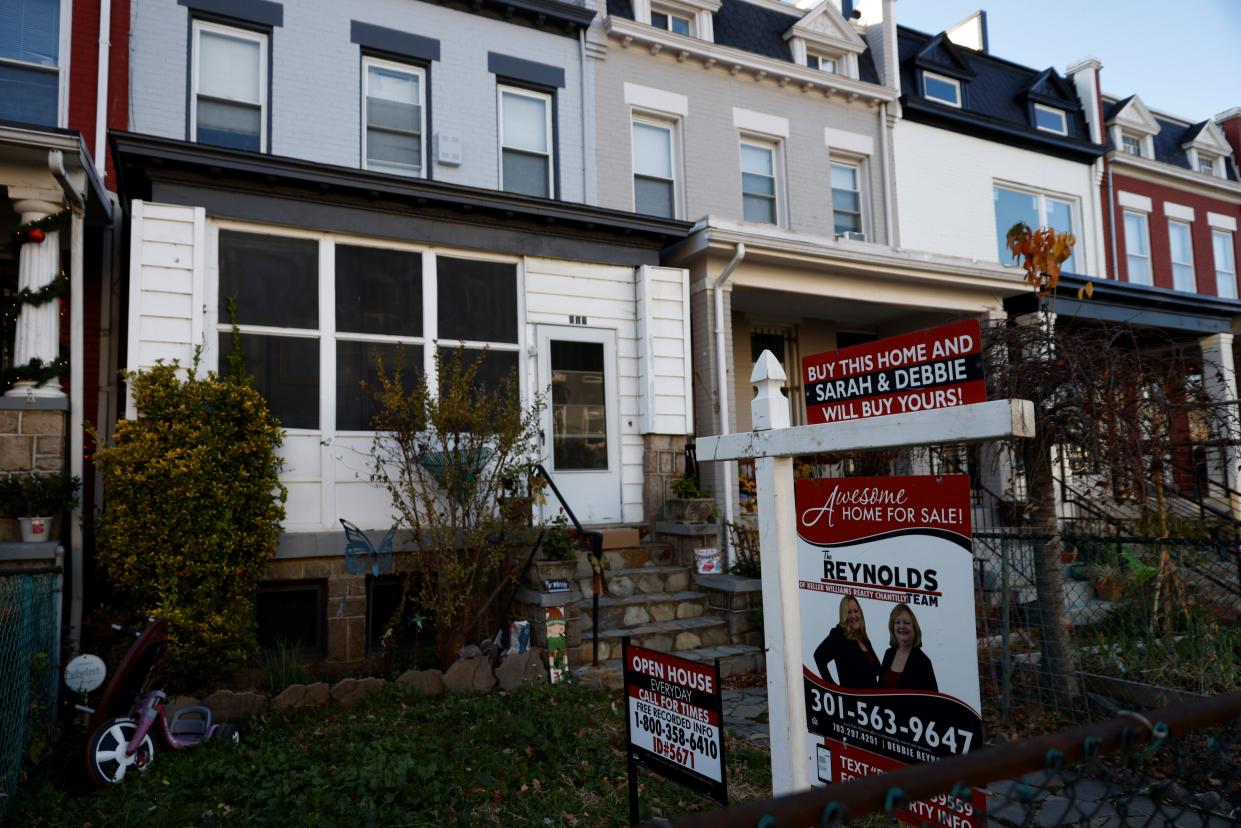 A house on sale is seen in Washington D.C., the United States on Dec. 12, 2021. U.S. annual home price growth remained strong at 18 percent in October, the highest recorded in the 45-year history of the index, according to CoreLogic's Home Price Index. (Photo by Ting Shen/Xinhua via Getty Images)