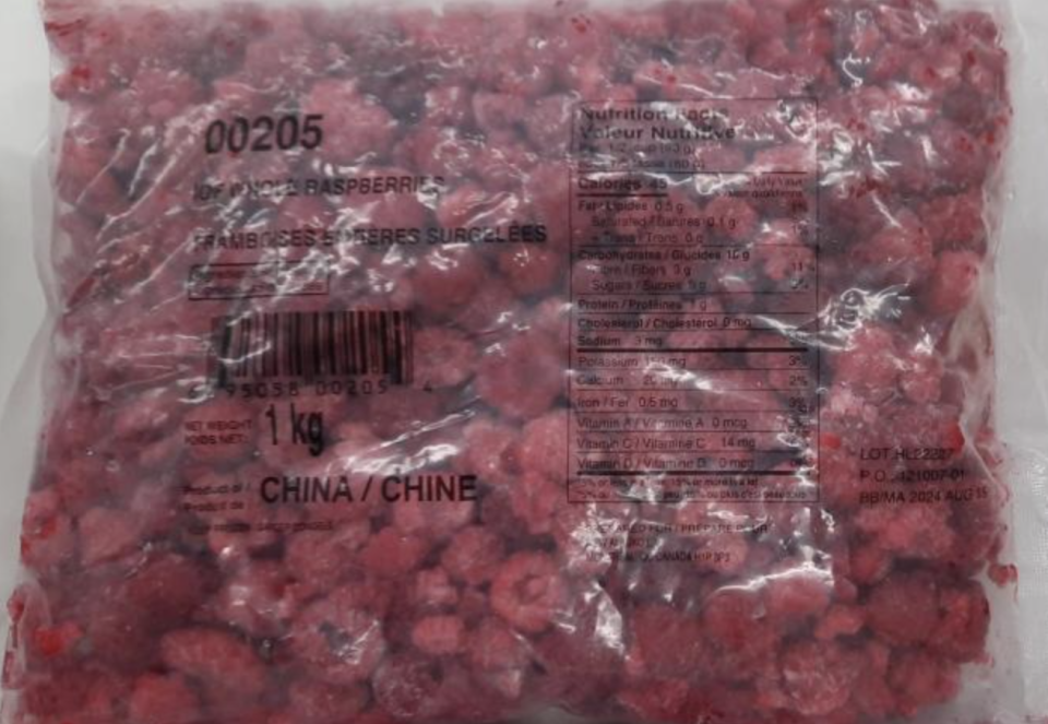 The Canadian Food Inspection Agency has issued a recall for two kinds of Alasko brand frozen fruit due to possible norovirus contamination (photo via Canadian Food Inspection Agency).
