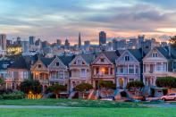Made famous in such movies as <em>Mrs. Doubtfire</em> (1993) and television shows like <em>Full House</em> (1987-1995), a row of houses on Steiner Street near Alamo Square in San Francisco have become a historic landmark, attracting thousands of tourists each year. The Victorian and Edwardian-styled homes are beautifully painted in various pastel colors.