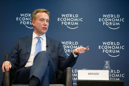 World Economic Forum (WEF) President Borge Brende attends a news conference in Cologny, near Geneva, Switzerland January 16, 2018. REUTERS/Pierre Albouy
