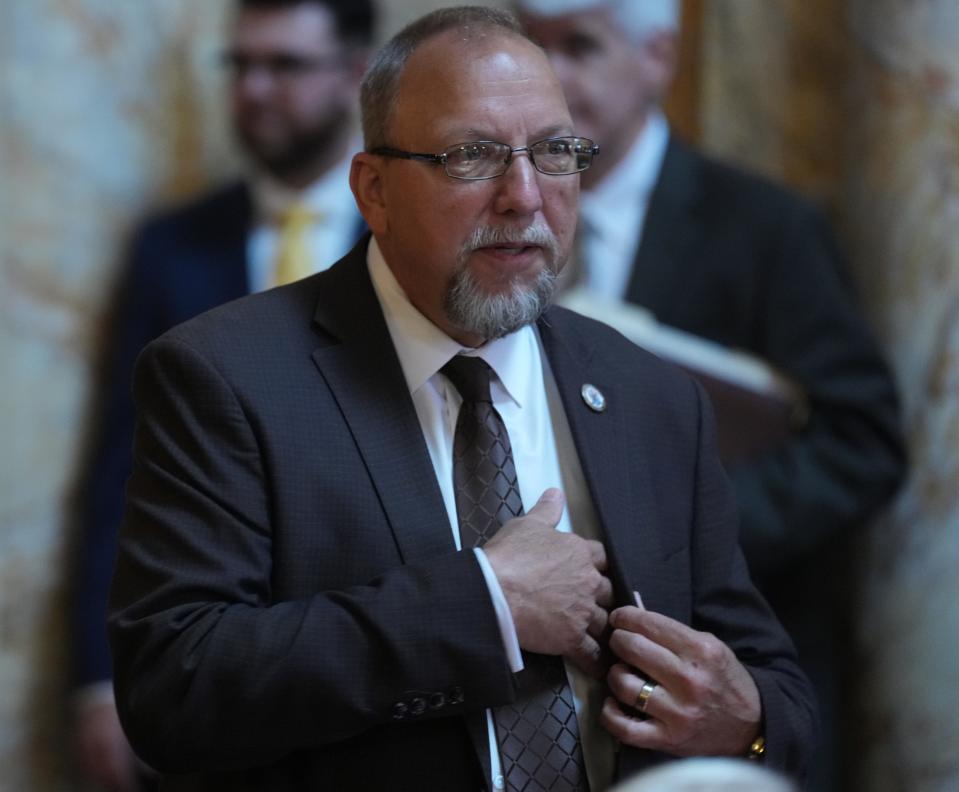 Trenton, NJ - June 20,2023 --  Senator Edward Durr before the afternoon senate session. The New Jersey Senate Budget and Judiciary Committees convened today at the statehouse in Trenton before the full senate convened to vote on bills as the state’s budget deadline approaches. 
