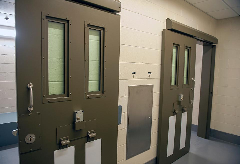 Holding cells inside the new Ashland Public Safety Building at 12 Union St., April 3, 2023.