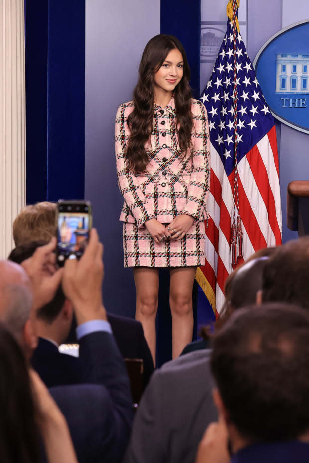 Olivia Rodrigo wearing vintage Chanel at the White House in 2021.<p>Photo: Chip Somodevilla/Getty Images</p>