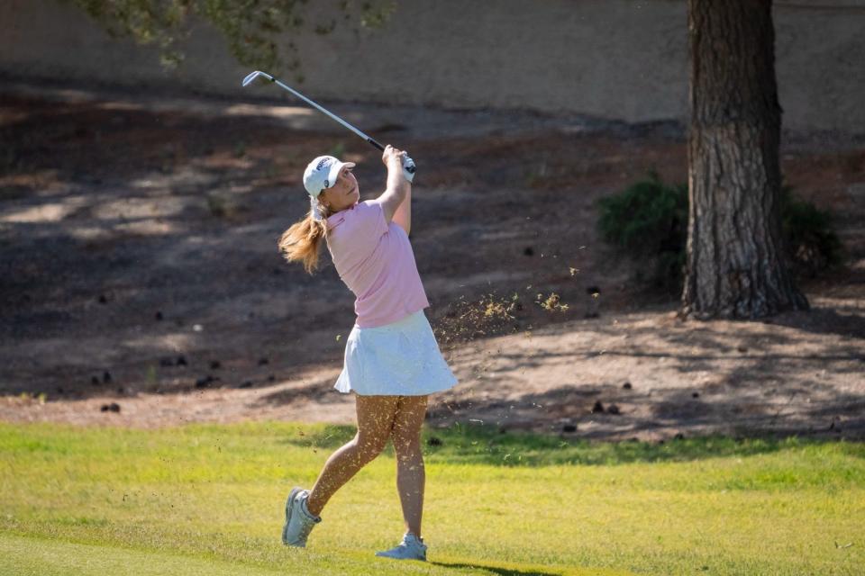 Purdue senior Ashley Kozlowski competes in the NCAA women's golf regional at Spanish Trail Country Club in Las Vegas.